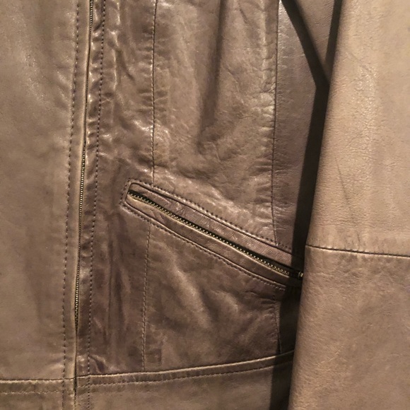 Cole Haan gray leather jacket - Picture 4 of 11
